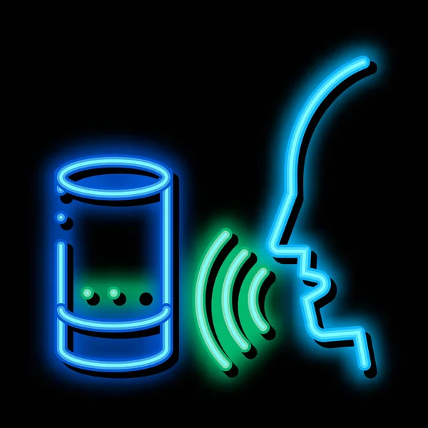 Sound Column Voice Control neon glow icon illustration — Stockvektor