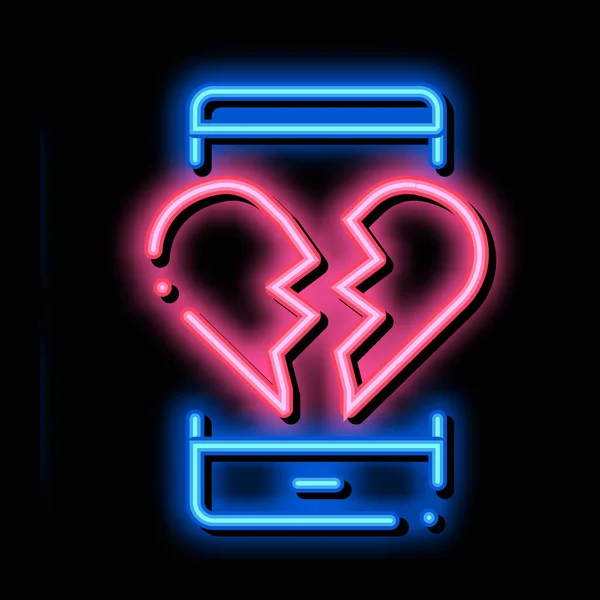 Törött szív neon ragyogás ikon illusztráció — Stock Vector