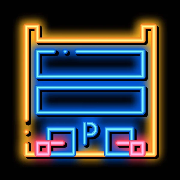 Parkering Plats neon glöd ikon illustration — Stock vektor