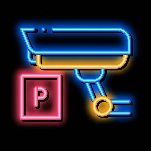 Parking Camcorder neon glow icon illustration — 스톡 벡터