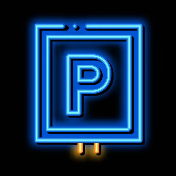 Parkering skylt neon glöd ikon illustration — Stock vektor