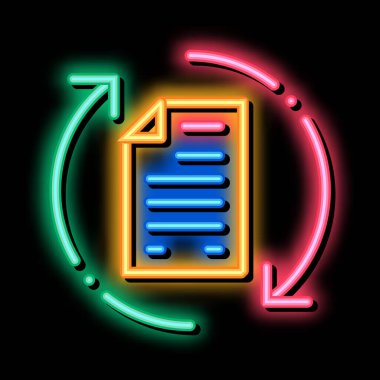 Belge Döngüsü neon parlaklık simgesi illüstrasyonu