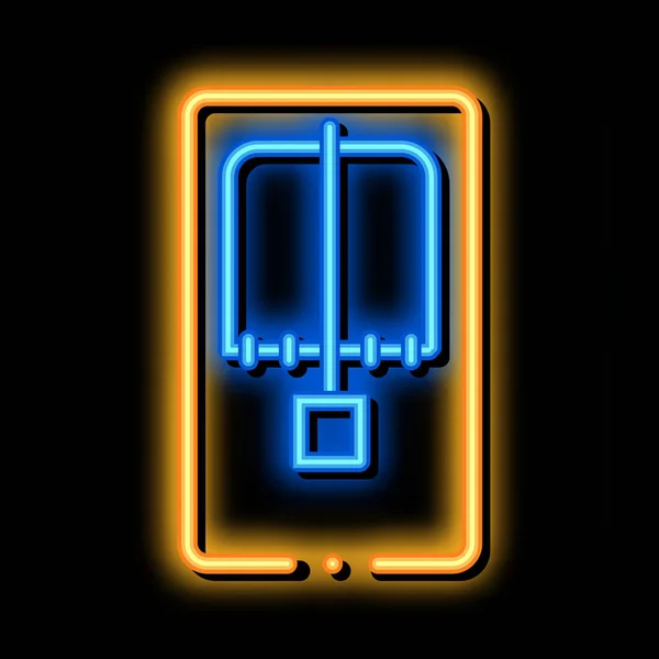 Mausefalle oben Ansicht Neon-Glut-Symbol Illustration — Stockvektor