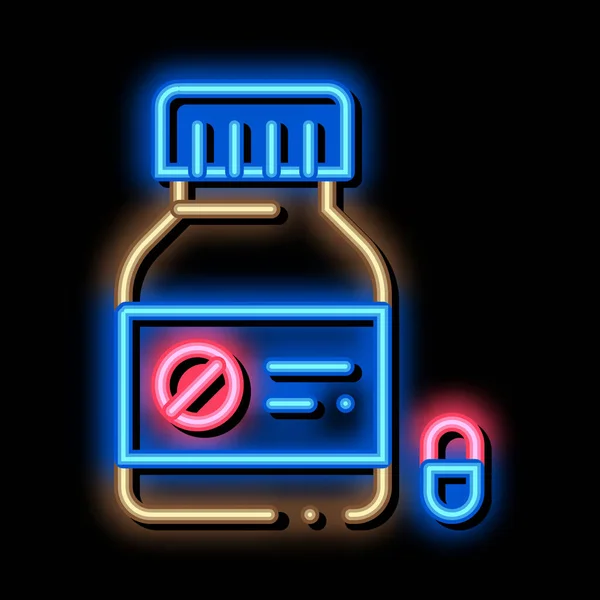 Dead Pill Üveg neon világítás ikon illusztráció — Stock Vector