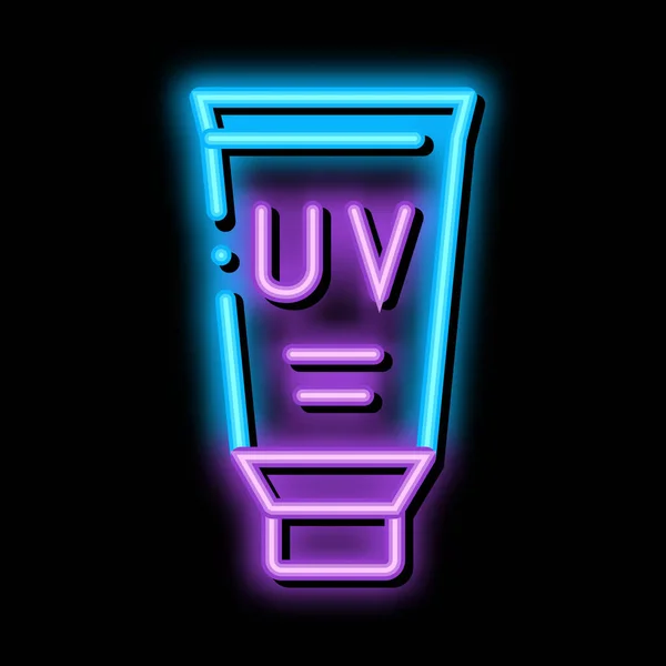 UV Beschermende Zalf neon gloed pictogram illustratie — Stockvector