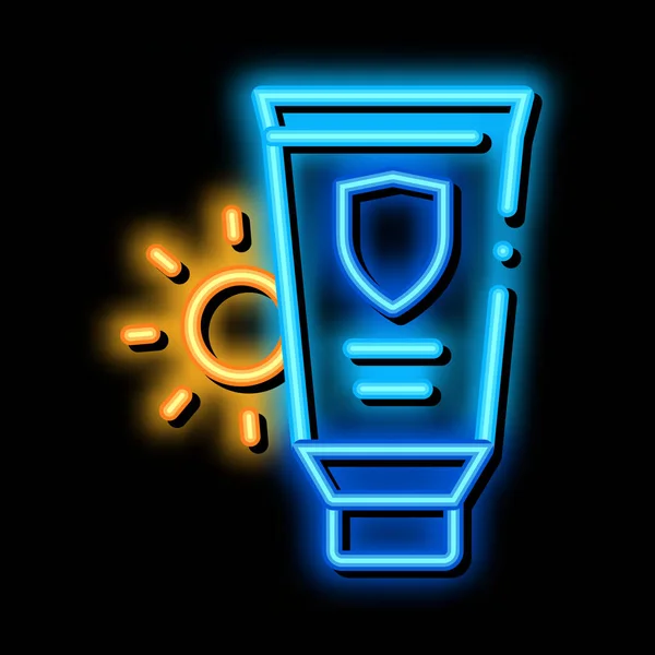 Sonnencreme Neon Glühen Symbol Illustration — Stockvektor