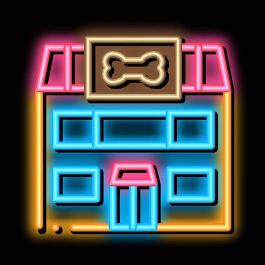 Evcil hayvan dükkanı neon ışıklı ikon illüstrasyonu
