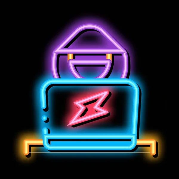 Ilustração do ícone do brilho do neon do hacker — Vetor de Stock