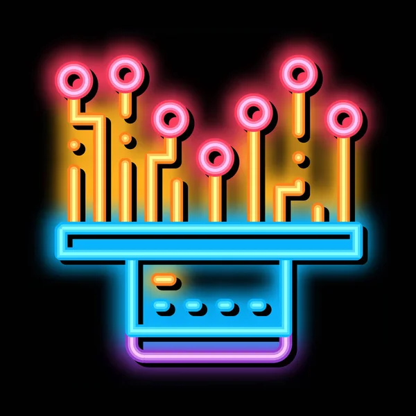 Cartão de crédito conceito neon brilho ícone ilustração — Vetor de Stock