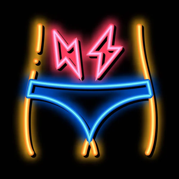 Ilustração do ícone de brilho de néon de dor abdominal inferior —  Vetores de Stock