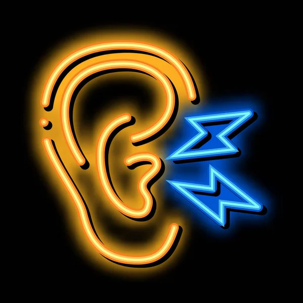 Ilustrasi ikon cahaya neon Earache - Stok Vektor