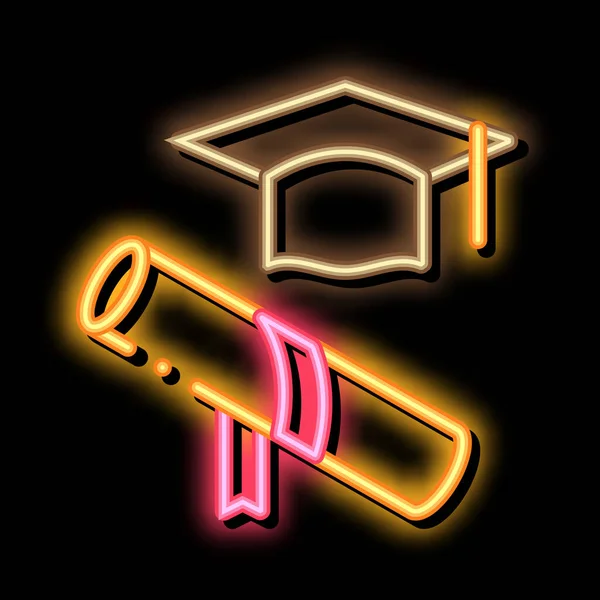Academy Graduate Attribut neon glöd ikon illustration — Stock vektor