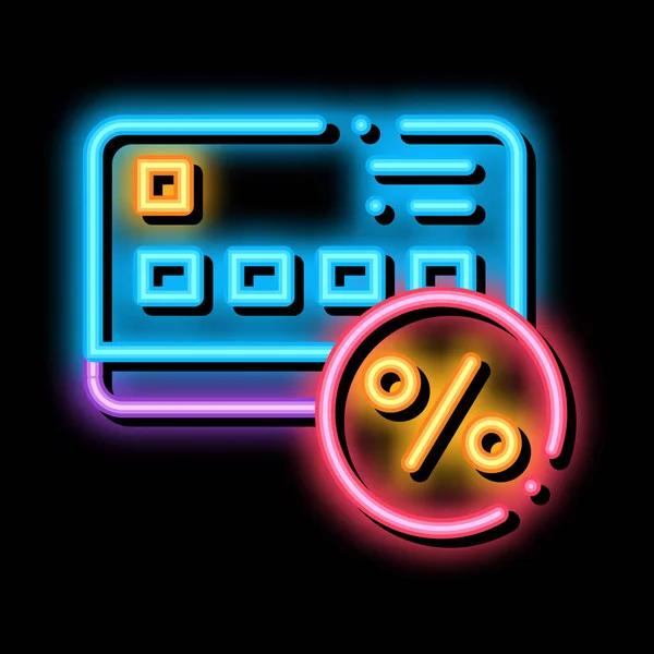 Credit Percentage Card neon glow icon illustration — 스톡 벡터