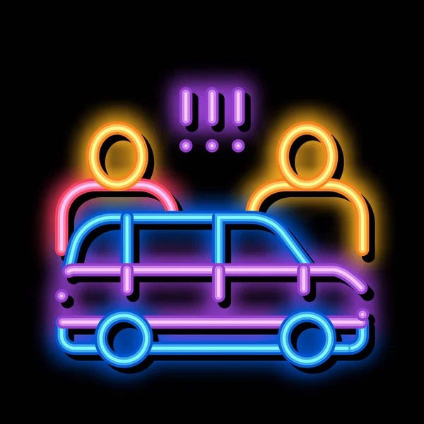 Streit zwischen Autofahrern Leuchtzeichen-Illustration — Stockvektor