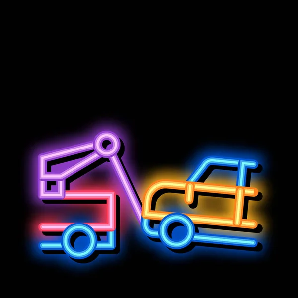 Escape Machine Truck neon blask ikona ilustracja — Wektor stockowy
