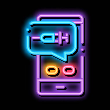 Enjeksiyon Mobil Uygulaması neon parlaklık simgesi illüstrasyonu