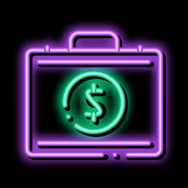 Para Doları Davası neon ışıklı simge illüstrasyonu