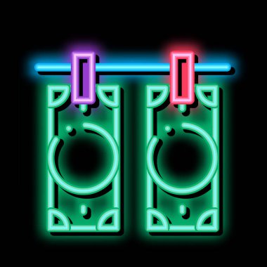 Sahte Banknotları Kurutmak neon ışıklı resim