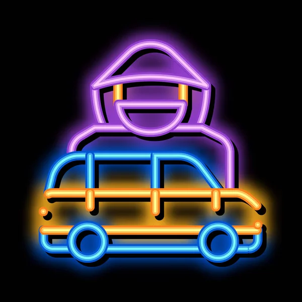 Carro Driver logotipo neon brilho ícone ilustração — Vetor de Stock