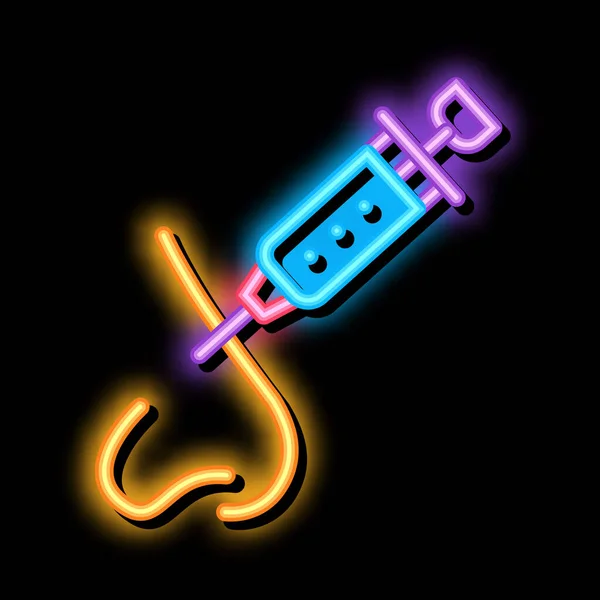 Burun Kozmetolojisi Enjeksiyon Neon Parıltısı ikonu çizimi — Stok Vektör