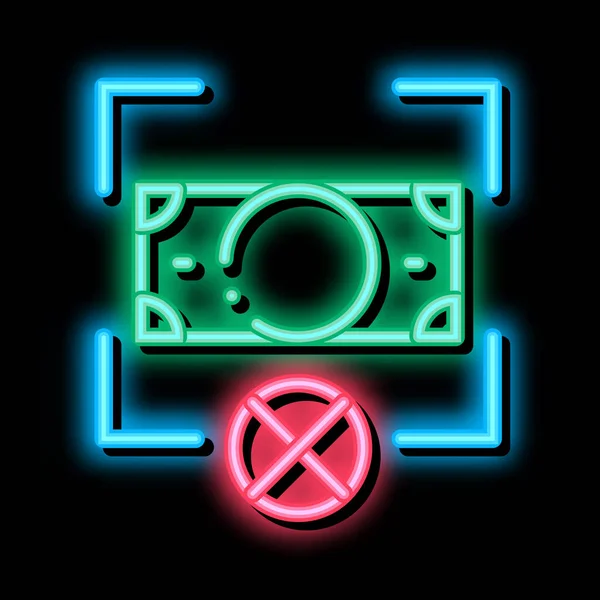 Falsk sedel Orientering neon glöd ikon illustration — Stock vektor