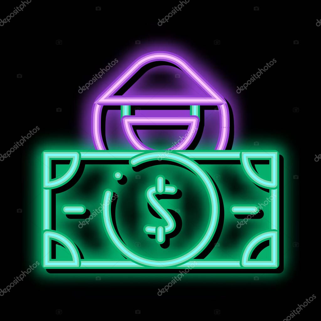 Fake Banknote Fraudster neon light sign vector. Glowing bright icon Fake Banknote Fraudster sign. transparent symbol illustration