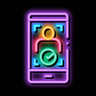 Telefon Kişisi Doğrulama neon parlaklık simgesi illüstrasyonu