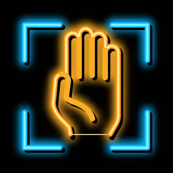 Person Handprint Scan neon glow icon illustration — Stock Vector