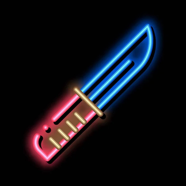 Camping Knife Sign neon glow icon illustration — Stock Vector