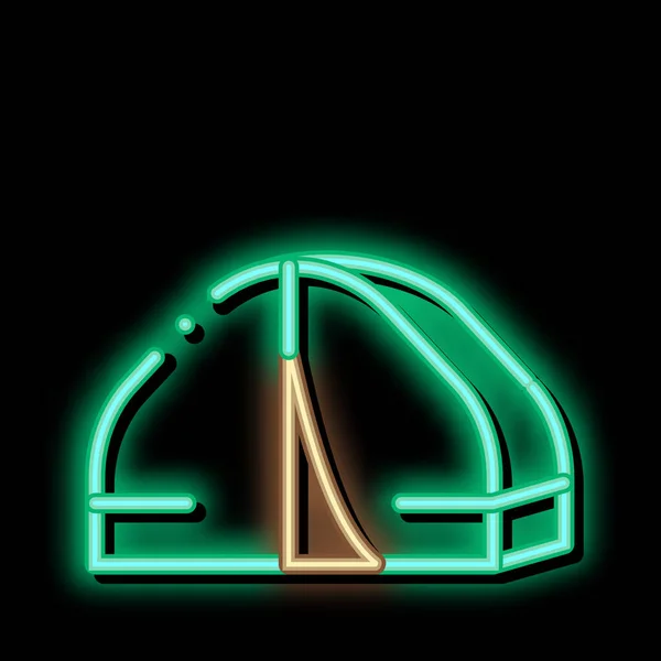 Turistico Trip Camp neon bagliore icona illustrazione — Vettoriale Stock