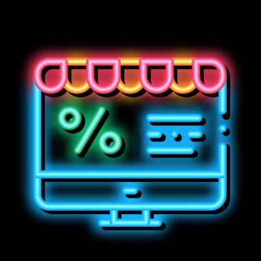 Bilgisayar Yüzdesi Mail neon parlaklık simgesi illüstrasyonu