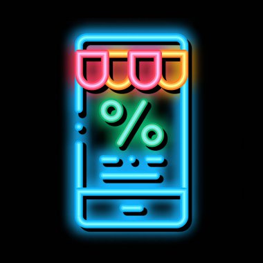 Telefon Yüzdesi İletisi neon parlaklık simgesi illüstrasyonu