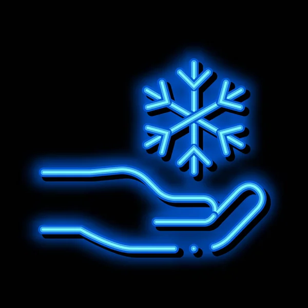 Fancy Snowflake Signo ícone de brilho de néon ilustração —  Vetores de Stock