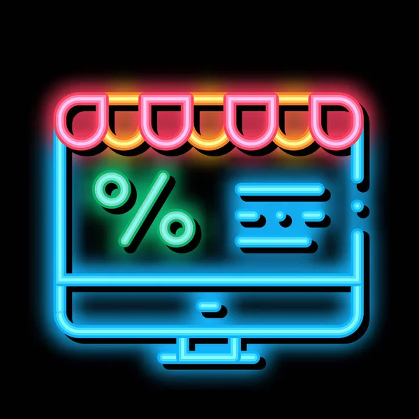 Computer Procent Mail neon gloeien pictogram illustratie — Stockvector