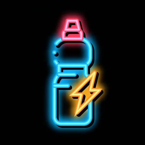 Energi Drick i flaska neon glöd ikon illustration — Stock vektor