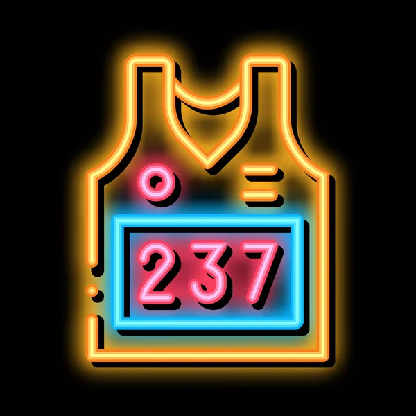 Mellény személyi atléta száma neon ragyogás ikon illusztráció — Stock Vector