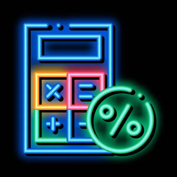 Calculatrice mathématique pour les calculs illustration icône lueur néon — Image vectorielle