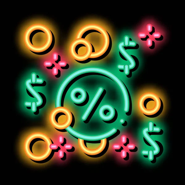 Ilustração do ícone do brilho do neon dos empréstimos sem juros — Vetor de Stock