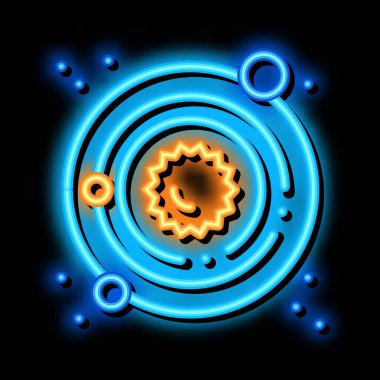 Güneş Sistemi Samanyolu Neon parlaklık simgesi illüstrasyonu