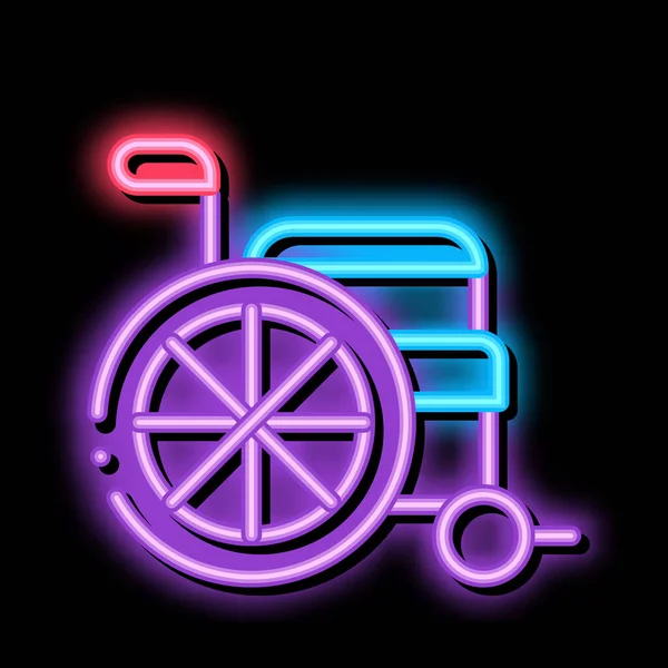 Wyposażenie wózka inwalidzkiego neon świecące ikona ilustracja — Wektor stockowy