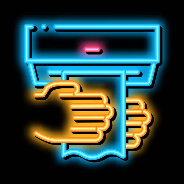 Hand Drying Air Wipe neon glow icon illustration — 스톡 벡터
