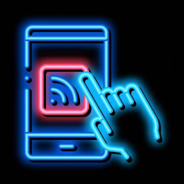 Wifi düğmesine bas neon ışıklı resim