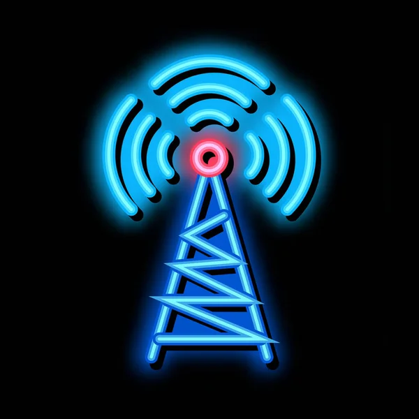 Radio Tower Antenna νέον λάμψη εικόνα εικονίδιο — Διανυσματικό Αρχείο