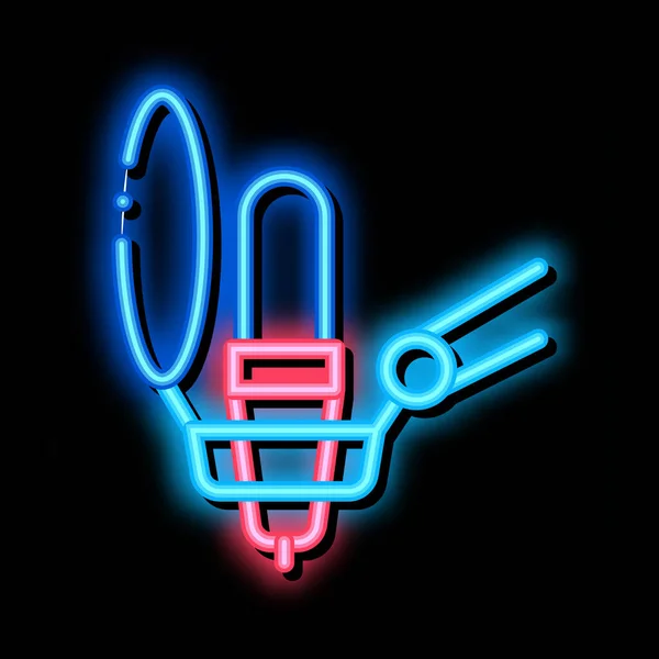 Illustration de l'icône du néon du dispositif hôte du microphone — Image vectorielle