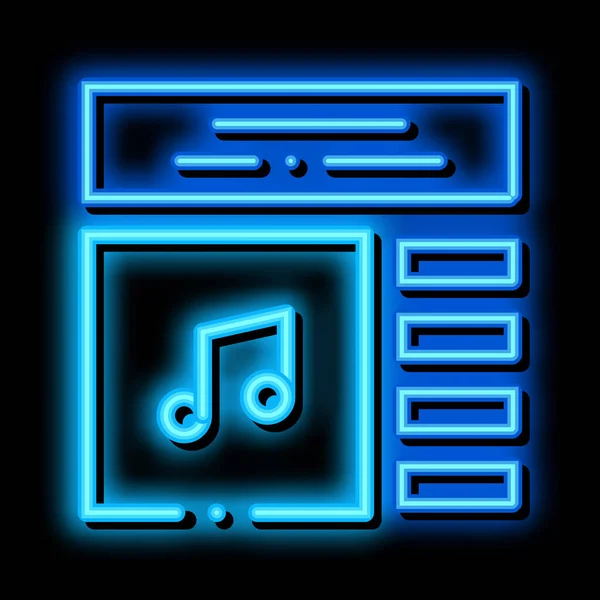 Internet Musik Wiedergabeliste Neon Glow Icon Illustration — Stockvektor