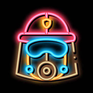 İtfaiyeci Maskeli Miğfer Parlak ikon illüstrasyonu