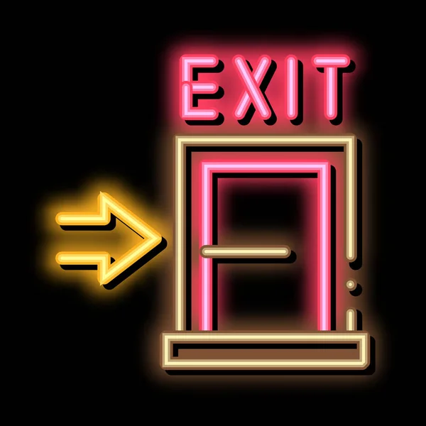 Fire-escape Exit Door neon glow icon illustration — Stock Vector