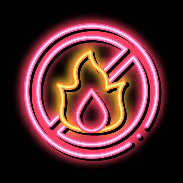 Strikethrough Flame neón brillo icono ilustración — Archivo Imágenes Vectoriales