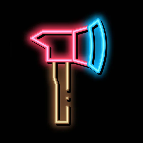 Brandman Axe Hatchet neon glöd ikon illustration — Stock vektor