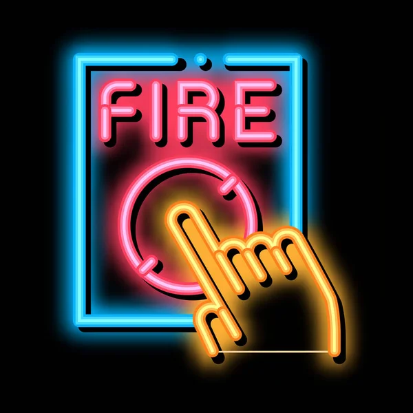 Hand Push Fire Button neon glow icon illustration — Stock Vector